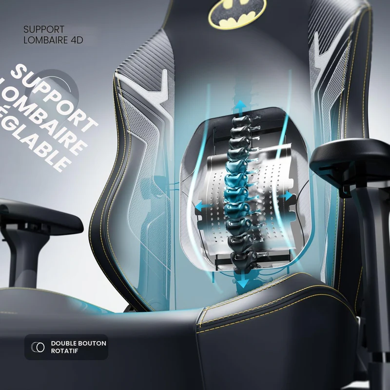 CYBEART | Batman Classic - Chaise de gaming/bureau série APEX | Lombaire 4D, accoudoir 4D, similicuir Endura, oreiller AeroMag, inclinable et inclinable - Image 2