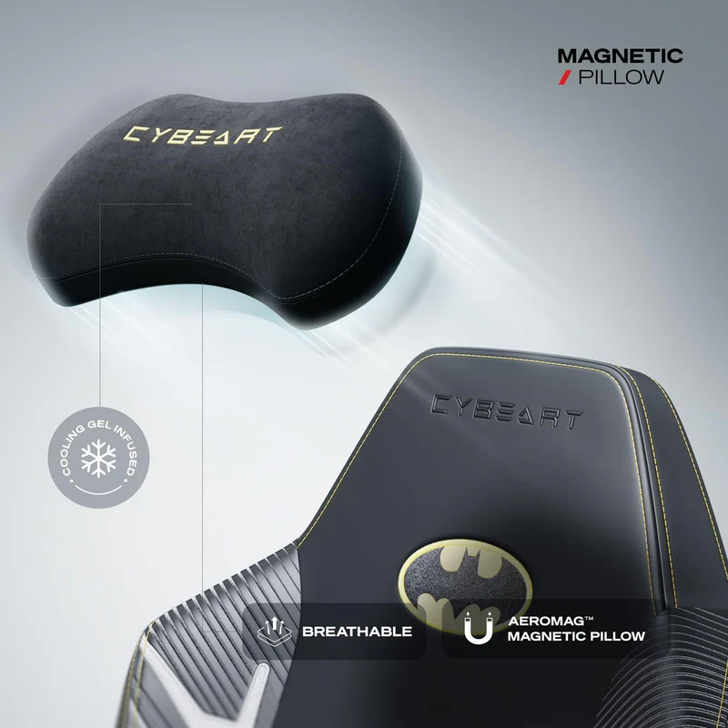 CYBEART | Batman Classic - Chaise de gaming/bureau série APEX | Lombaire 4D, accoudoir 4D, similicuir Endura, oreiller AeroMag, inclinable et inclinable - Image 9