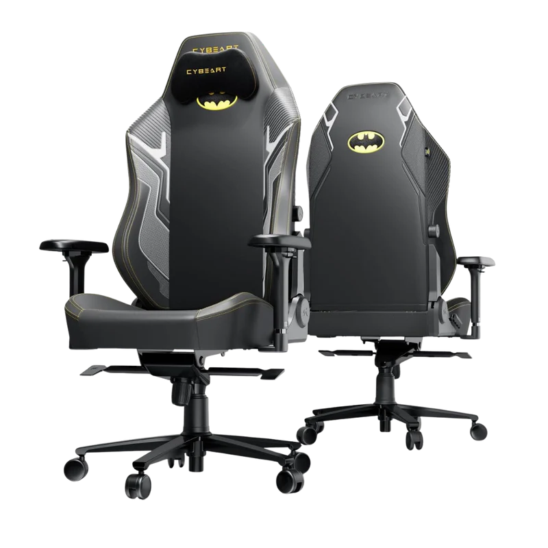 CYBEART | Batman Classic - Chaise de gaming/bureau série APEX | Lombaire 4D, accoudoir 4D, similicuir Endura, oreiller AeroMag, inclinable et inclinable