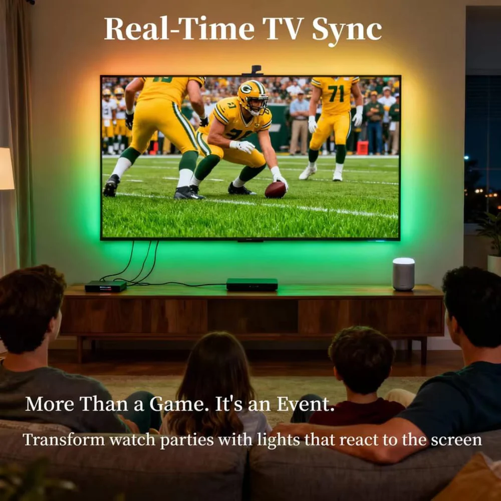 WACUAAO AI Sync LED TV Backlight with Camera, Music Sync,USB Powered, Remote Control, for Living Room, Home Theater, Gaming Room - Image 2