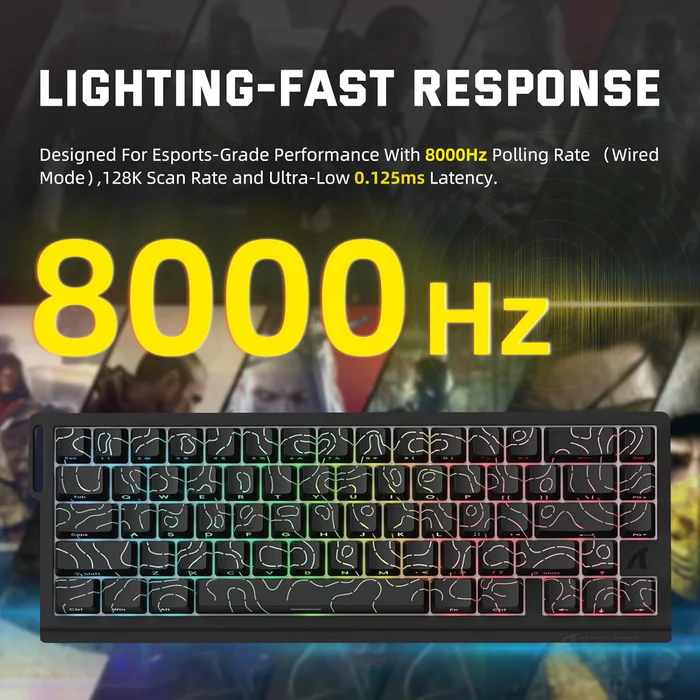 ATTACK SHARK X68 PRO HE Wireless Rapid Trigger Gaming Keyboard with Adjustable Actuation,8K Polling Rate,Hall Effect Magnetic Switch,Hot-Swap,RGB Backlit,BT/2.4GHz/Wired,for FPS Games-Black - Image 3