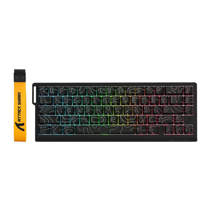 ATTACK SHARK X68 PRO HE Wireless Rapid Trigger Gaming Keyboard with Adjustable Actuation,8K Polling Rate,Hall Effect Magnetic Switch,Hot-Swap,RGB Backlit,BT/2.4GHz/Wired,for FPS Games-Black