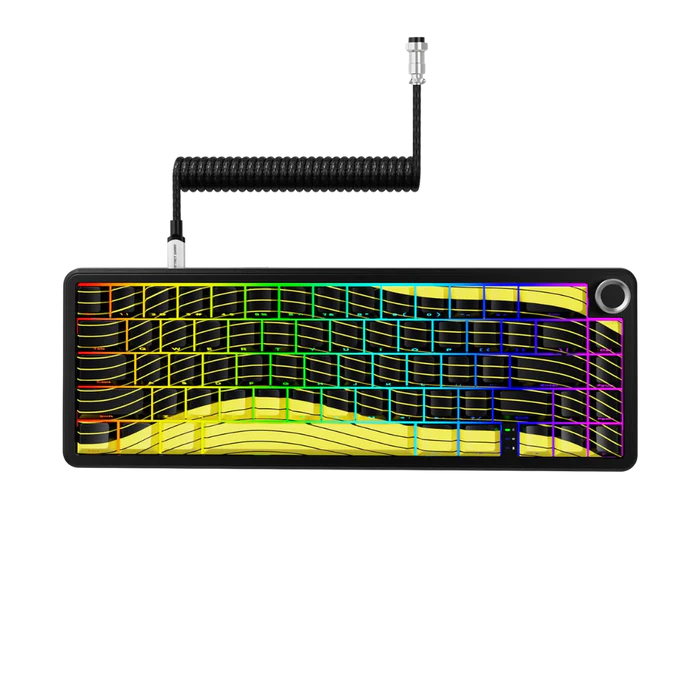 Attack Shark X65PRO HE Rapid Trigger Magnetic Mechanical Keyboard,60% Hot Swappable,Hall Effect Sensor,Adjustable Actuation,Tri-Mode RGB, 8KHz Polling Rate with Coiled Cable for MOBA/FPS/RTS-Yellow - Image 5