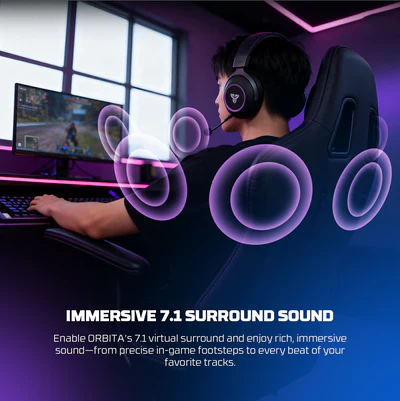 FANTECH Orbita WHG07 2.4G Bluetooth Wireless Gaming Headset 53mm Hi-Fi 7.1 Surround Sound Headphones with Noise Reduction Mic - Image 4