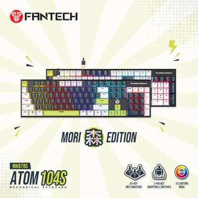 Fantech Atom104s Mk878s Mechanical Gaming Keyboard Mori Edition White - Image 4