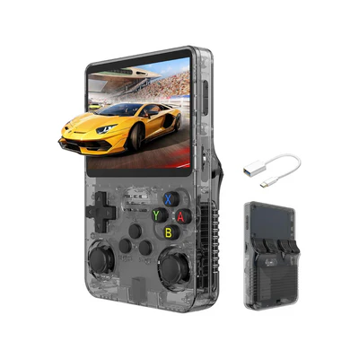 R36s Handheld Game Console, 3.5 Inch Ips Screen Retro Gaming Console 64g Card