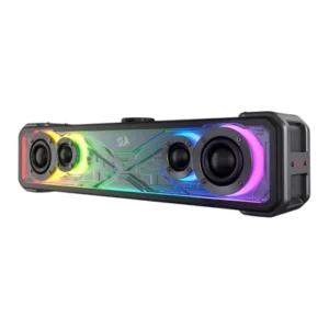 مكبرات صوت سطح المكتب Redragon GS817 RGB، مكبرات صوت ستيريو 2.0 قناة لسطح المكتب مع طاقة هائلة 30 وات، تحكم باللمس، بلوتوث 5.3 ومدخل AUX 3.5 مم، أسود
