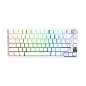 ATTACK SHARK X820 Ultra 75% Wireless Gaming Mechanical Keyboard Hot-Swappable Gasket Mount RGB Backlit BT/2.4G/Wired Custom Keyboard with Smart TFT Display&Knob QMK Driver-White Contour&Gift Switch